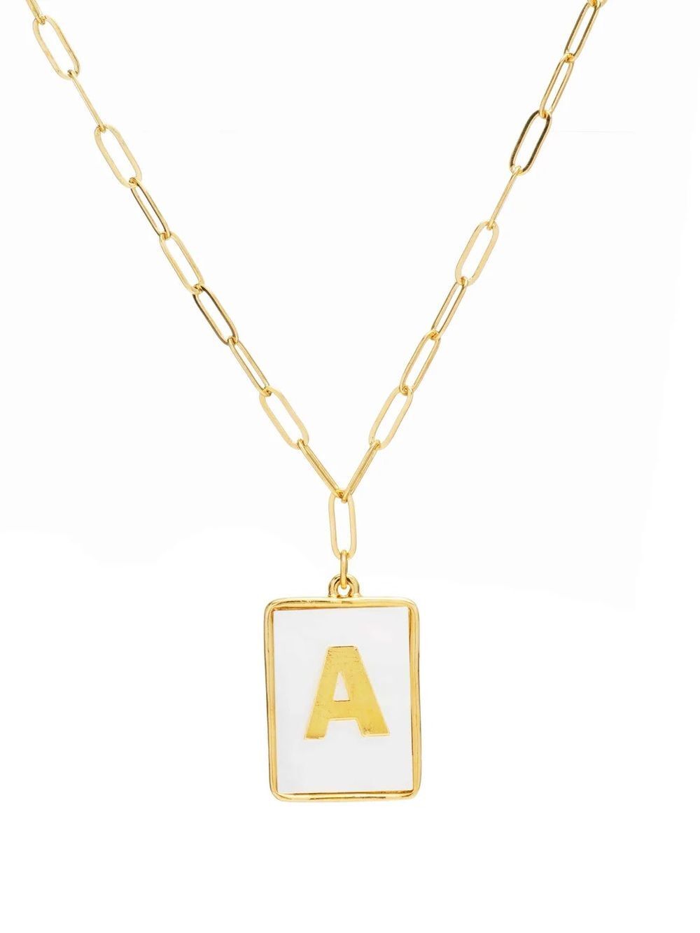 ‘A’ Mother of Pearl Initial Paperclip Necklace - Picture 4 of 8